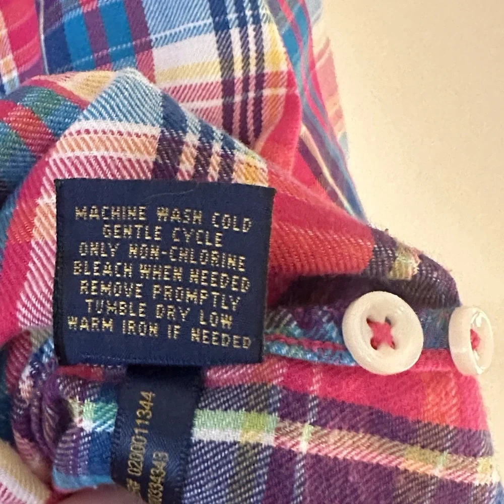 Ralph Lauren Shirt Colorful Pink‎ Plaid Pony Button Up Soft LS Boys Youth Sz 12